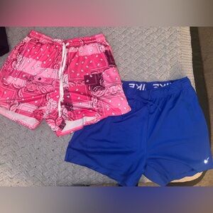 Nike Pink and Blue Athletic Shorts